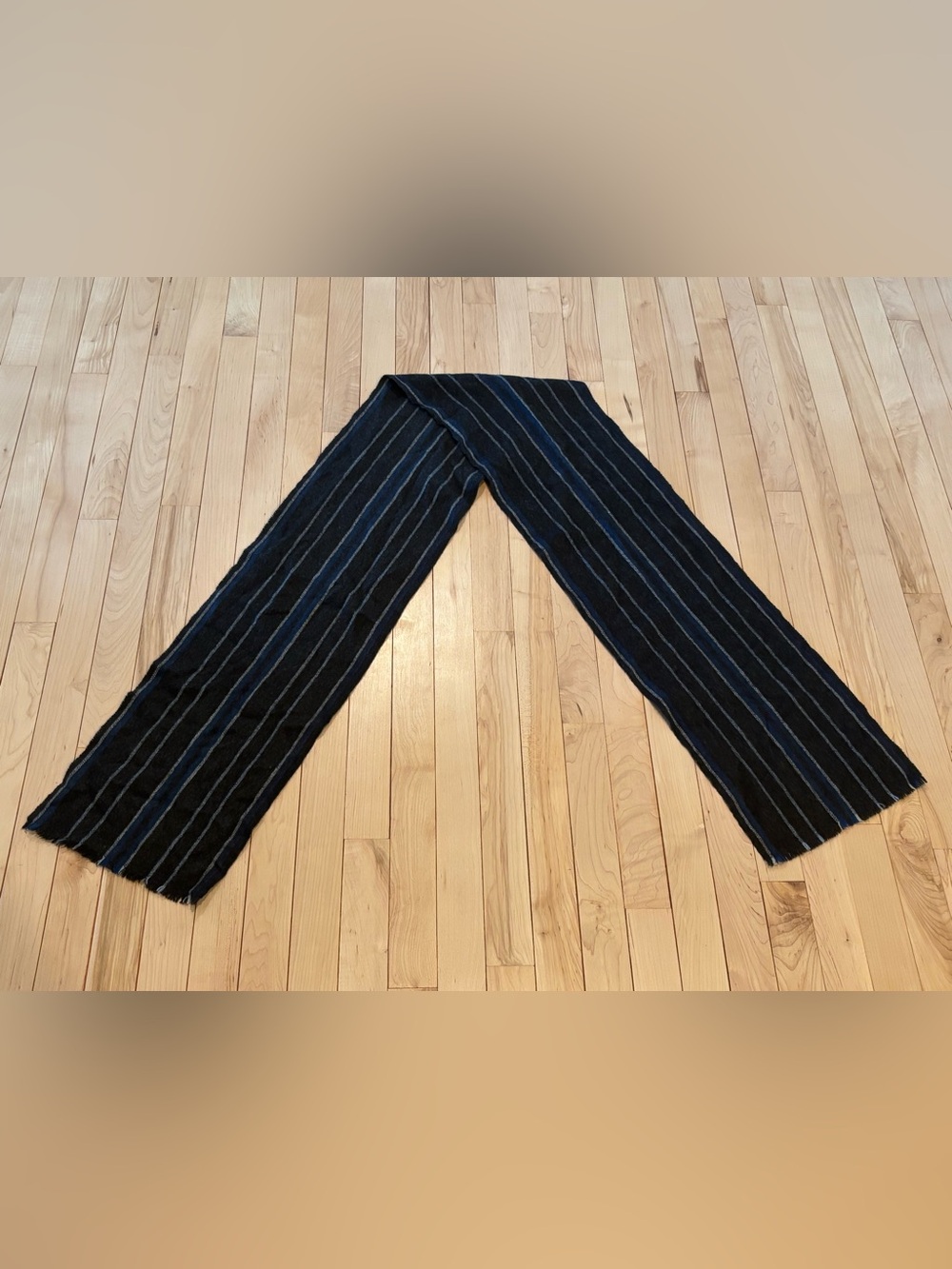 Banana Republic Striped Blue and Gray Cashmere Scarf